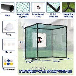 10X10FT Steel Golf Driving Cage For Swing Practice Hitting Kit WithTraining Aids