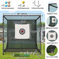 10X10X10Ft Golf Driving Cage with Wheels Training Aids Swing Chipping Practice