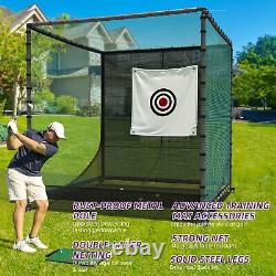 10X10X10Ft Golf Driving Cage with Wheels Training Aids Swing Chipping Practice