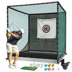 10X10X10Ft Golf Driving Cage with Wheels Training Aids Swing Chipping Practice