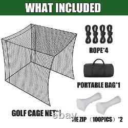 10x10x10 Golf Cage Net, Baseball Batting Cage Net Only Golf Cage Hitting Net