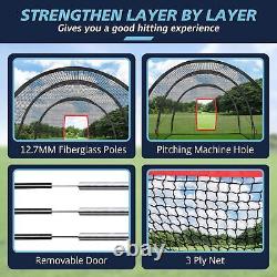 22x12x8FT Softball Baseball Cage Net and Frame Heavy Duty Pitching Batting Cage