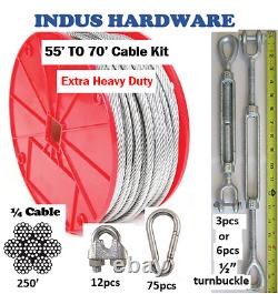 70' Indoor/Outdoor Cable Kit for Baseball Softball Batting Cage Net Extra Heavy