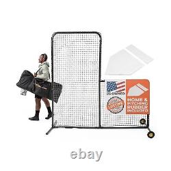 ACELETIQS L Screen Baseball for Batting Cage Baseball Pitching Net with Whe