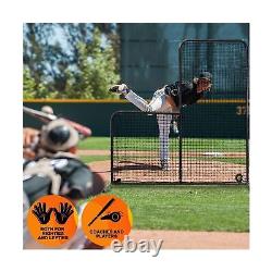 ACELETIQS L Screen Baseball for Batting Cage Baseball Pitching Net with Whe