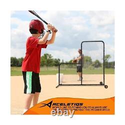 ACELETIQS L Screen Baseball for Batting Cage Baseball Pitching Net with Whe