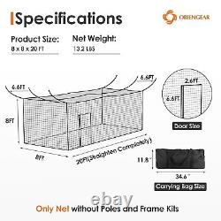 Baseball Batting Cage Nets, ONLY NET, 8'H x8'W x 20'L Baseball and Softball C