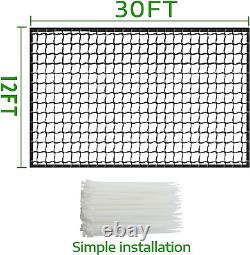 Baseball Batting Cage Netting, Heavy-Duty Sports Barrier Nets 30X 12Ft, Portable