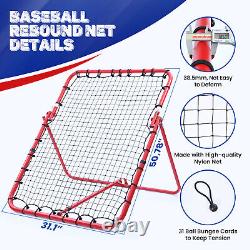 Baseball Softball Pitch Back Rebound Net Adjustable Heavy Duty Rebounder Trainer