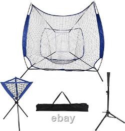 Baseball Softball Practice Net Portable 7 X 7 Feet Practice Net, 1 Batting Tee