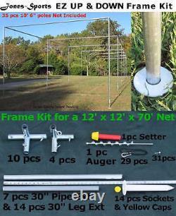 Batting Cage Frame Kit 12' x 12' x 70' EZ UP & DOWN Baseball Softball Frame Kit