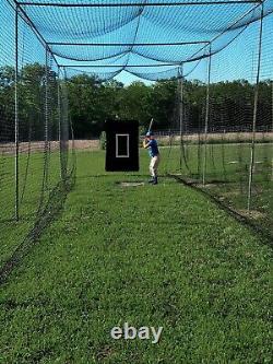 Batting Cage Net 12' x 12' x 70' #42 HDPE (60PLY) with Door Heavy Duty Baseball