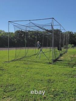 Batting Cage Net 12' x 12' x 70' #42 HDPE (60PLY) with Door Heavy Duty Baseball