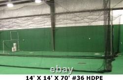 Batting Cage Net 14' x 14' x 70' #36 HDPE Heavy Duty Baseball Softball Netting