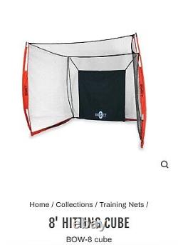Bownet Softball and Baseball Hitting Cube (8'x8') Travel Bag Included, Orange