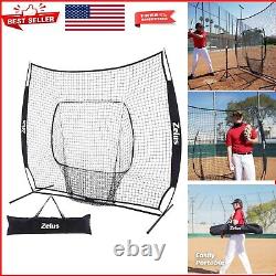 Compact 7x7ft Batting Cage Net with Ground Stakes Portable for Backyard Use