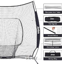 Compact 7x7ft Batting Cage Net with Ground Stakes Portable for Backyard Use