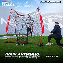 Corbin Carroll DLX 7X7 Baseball Softball Hitting Net + Weighted Heavy Ball + Str