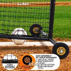 L Screen Baseball Pitching Net for Batting Cage Pitching Screen with Wheels