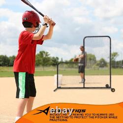 L Screen Baseball Pitching Net for Batting Cage Pitching Screen with Wheels-7