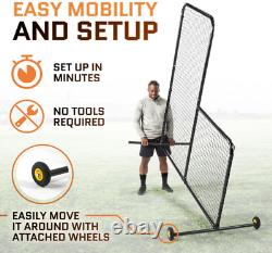 L Screen Baseball for Batting Cage Baseball Pitching Net with Wheels-7 feet
