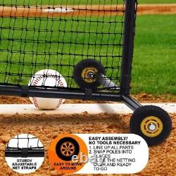 L Screen Baseball for Batting Cage Baseball Pitching Net with Wheels-7 feet