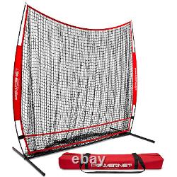 PowerNet Baseball Softball 7x7 Full Mouth Net Quick Setup and Heavy Duty Bag