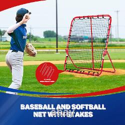 Volleyball Baseball Rebounder Net Adjustable with Robust Steel Frame &PE Netting