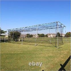 Weather-resistant baseball batting cage net with twisted/knotted design